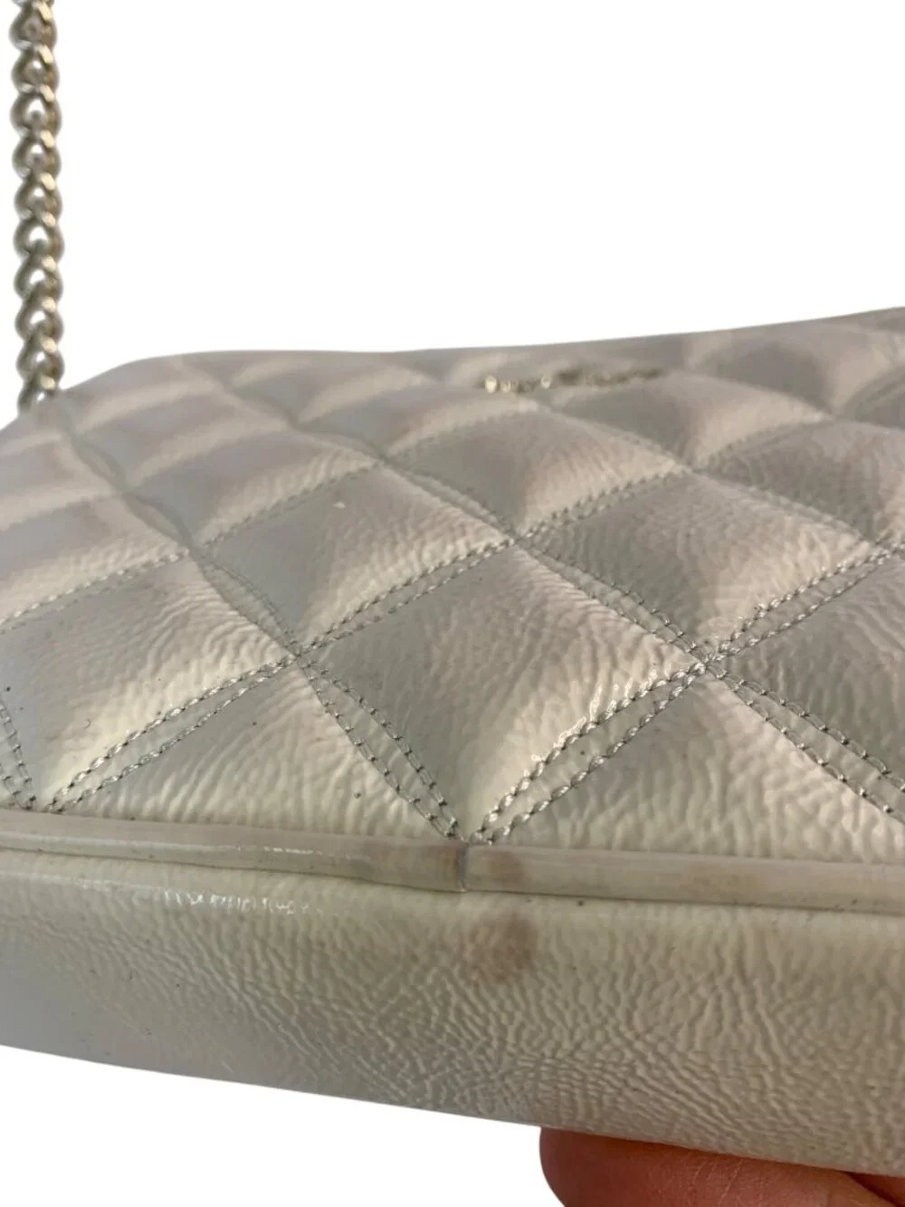 Kate Spade New York Quilted Crossbody Bag Metallic Gold Leather Chain Strap